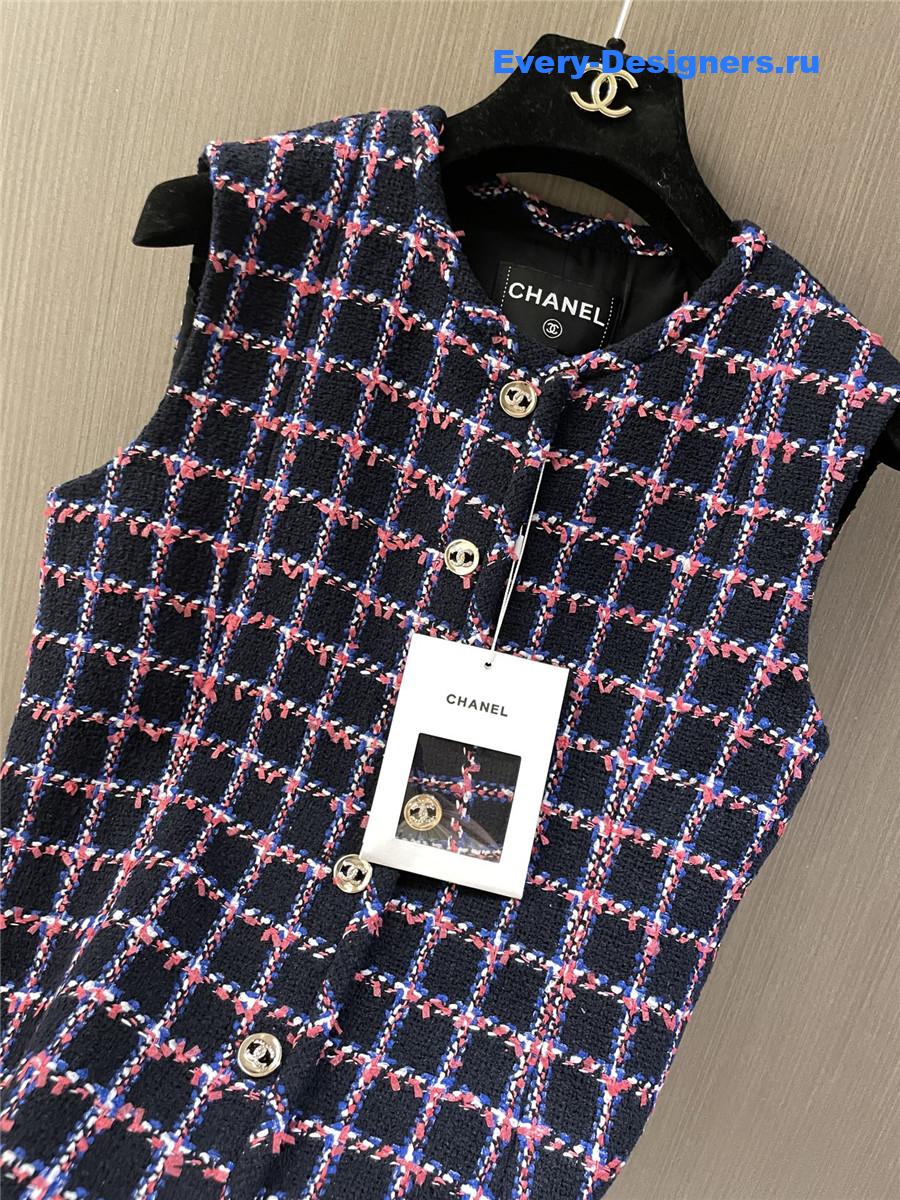 Ch**el purple plaid tweed vest