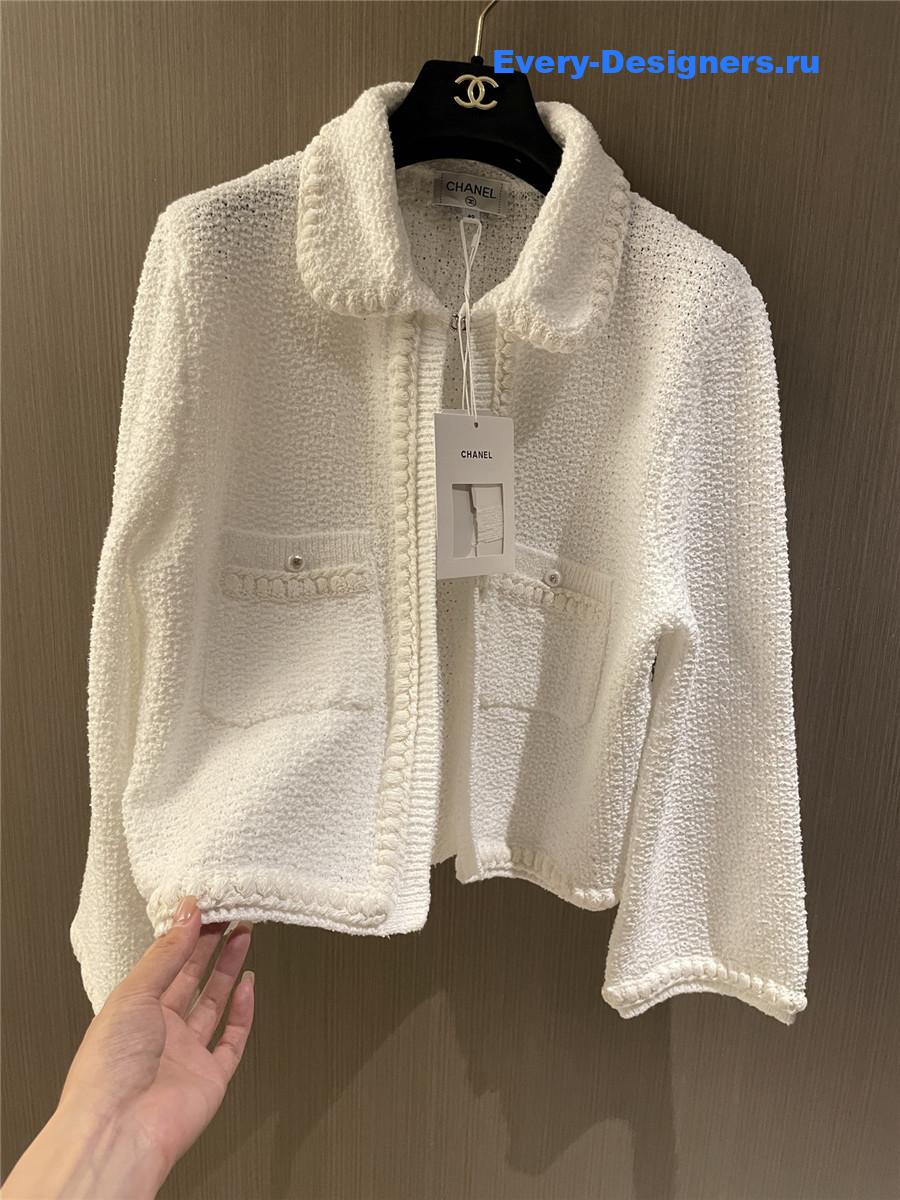 Ch**el white cc logo cardigan