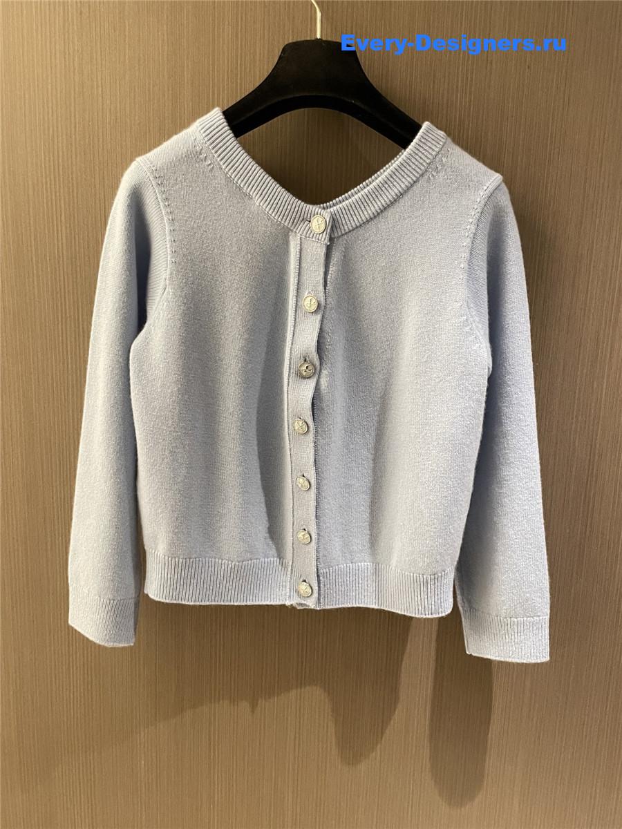Ch**el blue cashmere double button cardigan
