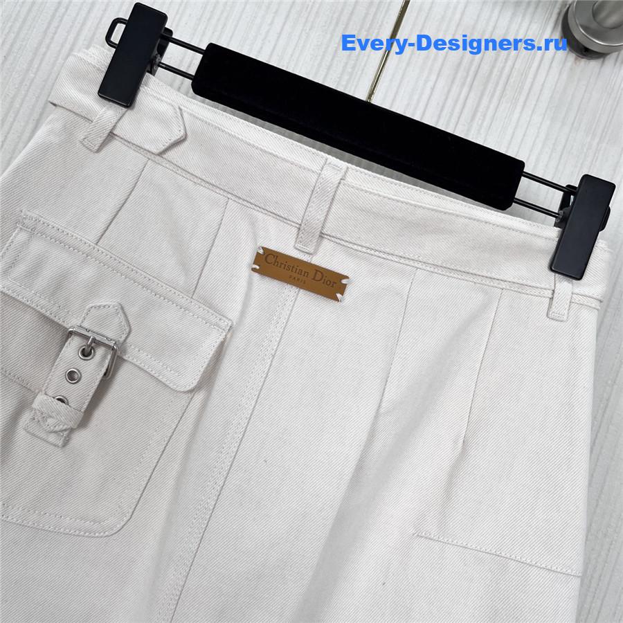 D10r white denim midi skirt