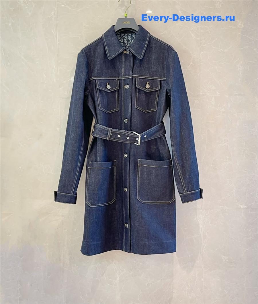 D10r long blue denim jacket