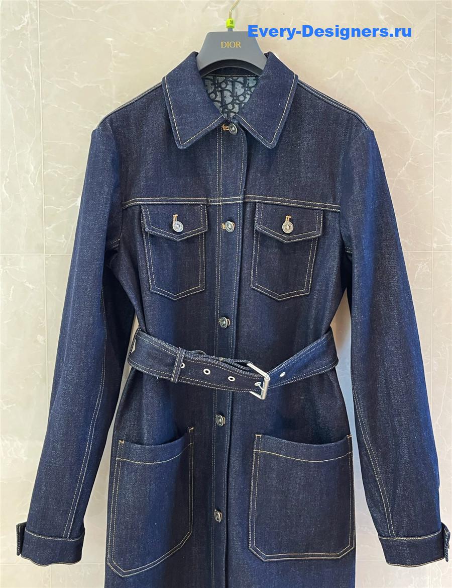 D10r long blue denim jacket