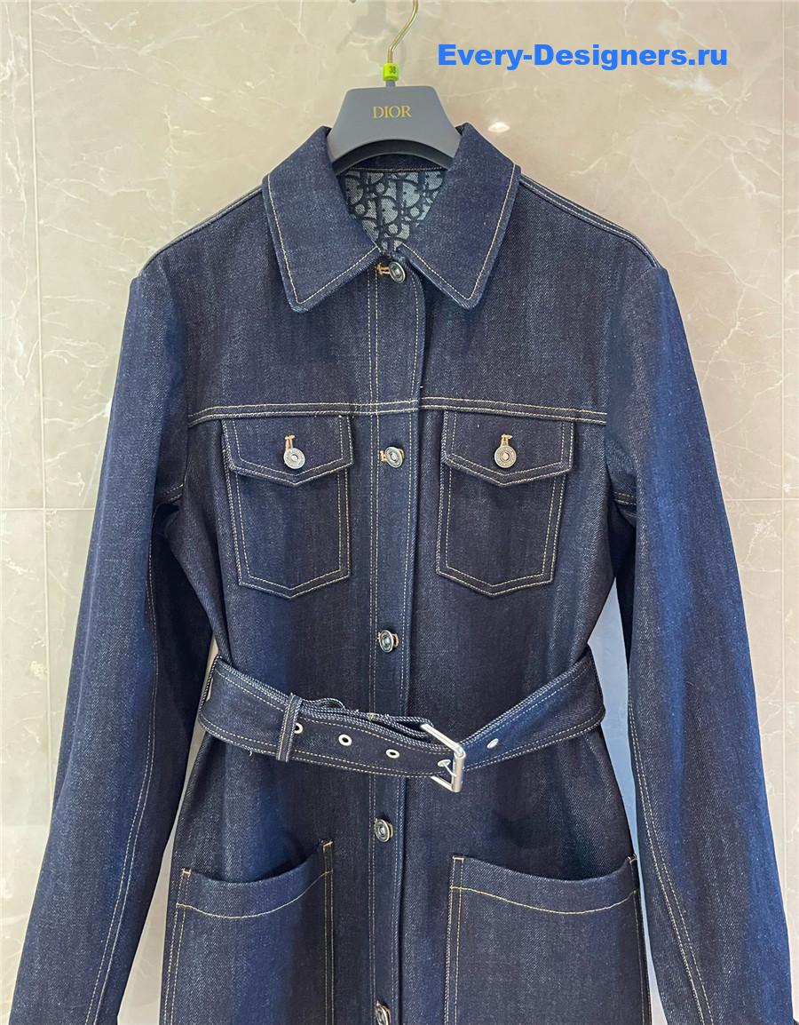 D10r long blue denim jacket