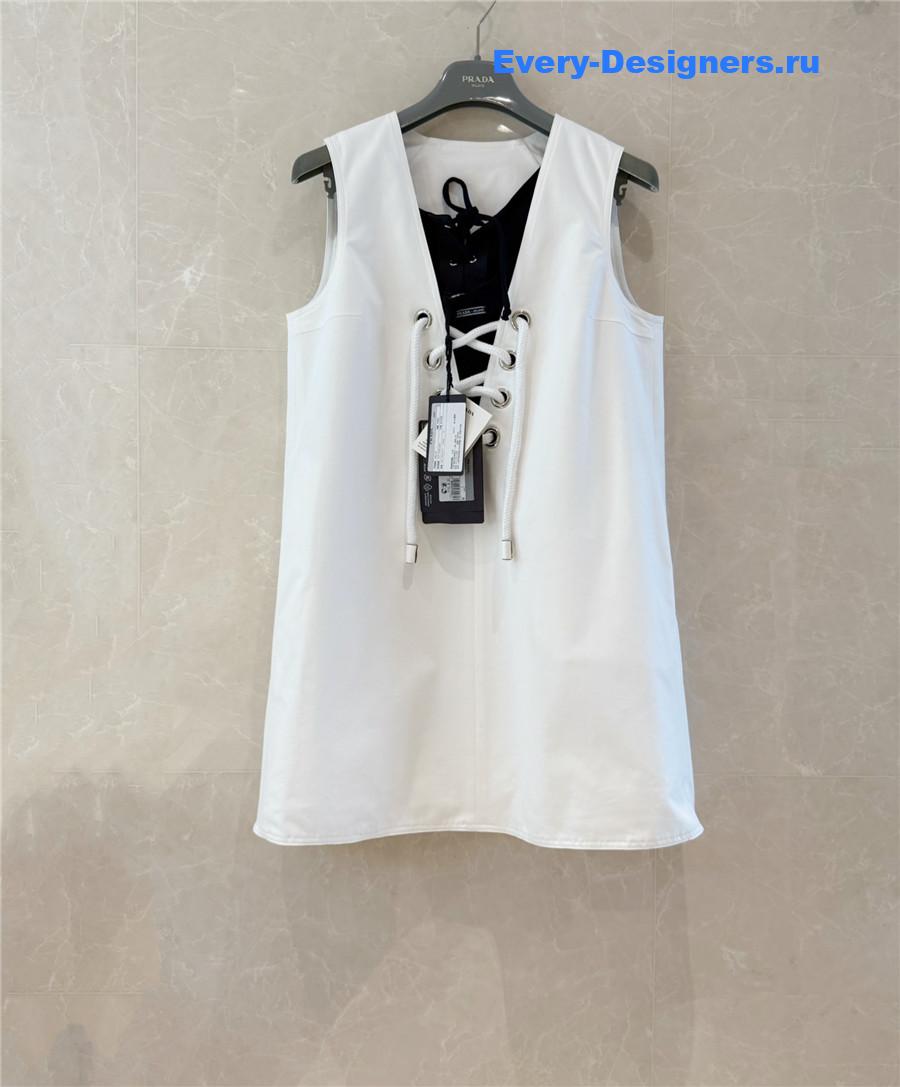 Pra*a white satin mini dress