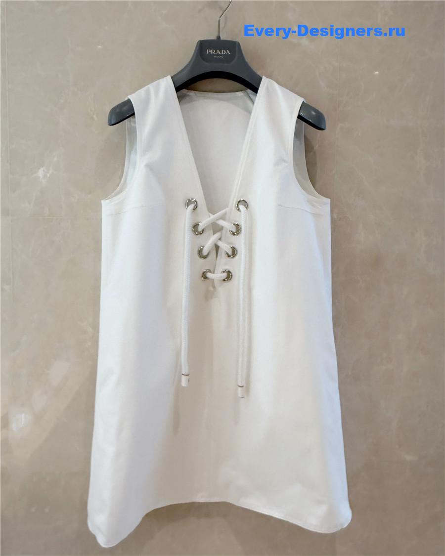 Pra*a white satin mini dress