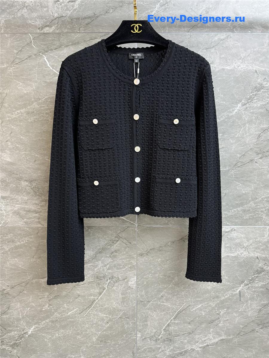 Ch**el black 3d pattern cardigan