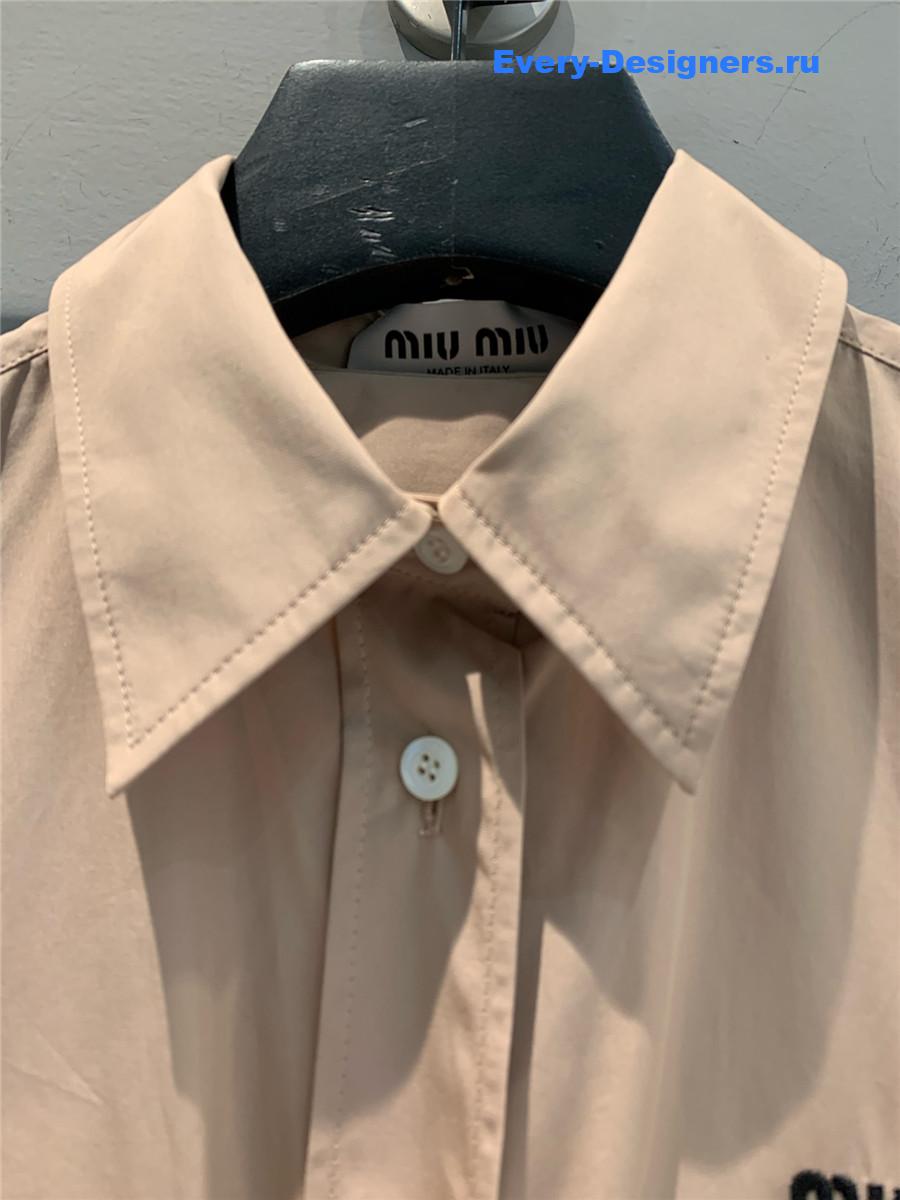 Miu Miu Brown Bow Tie Shirt