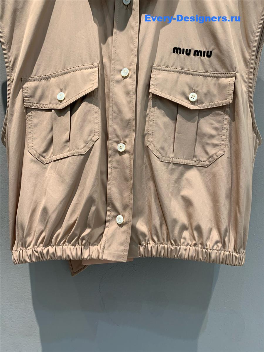Miu Miu Brown Bow Tie Shirt