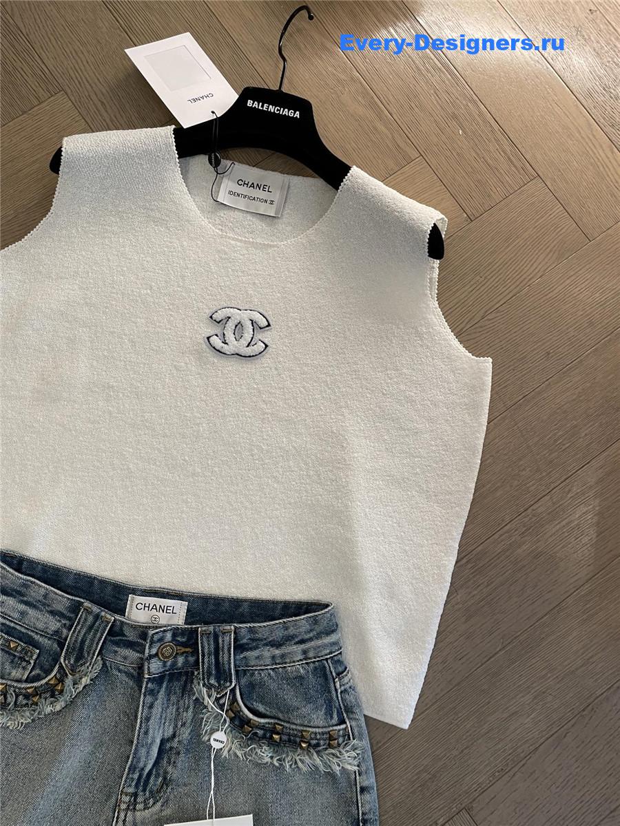 Ch**el cc white knit vest