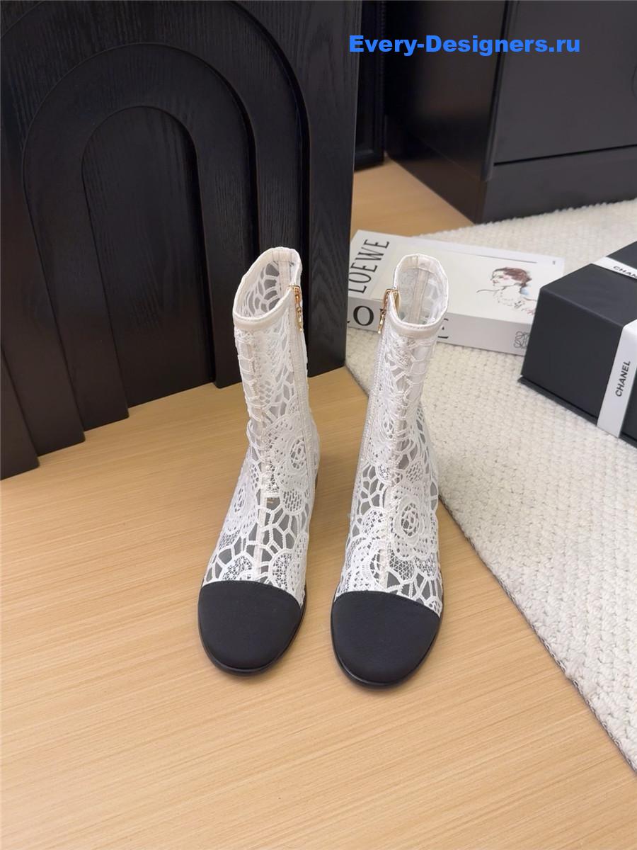 Ch**el white lace mesh boots