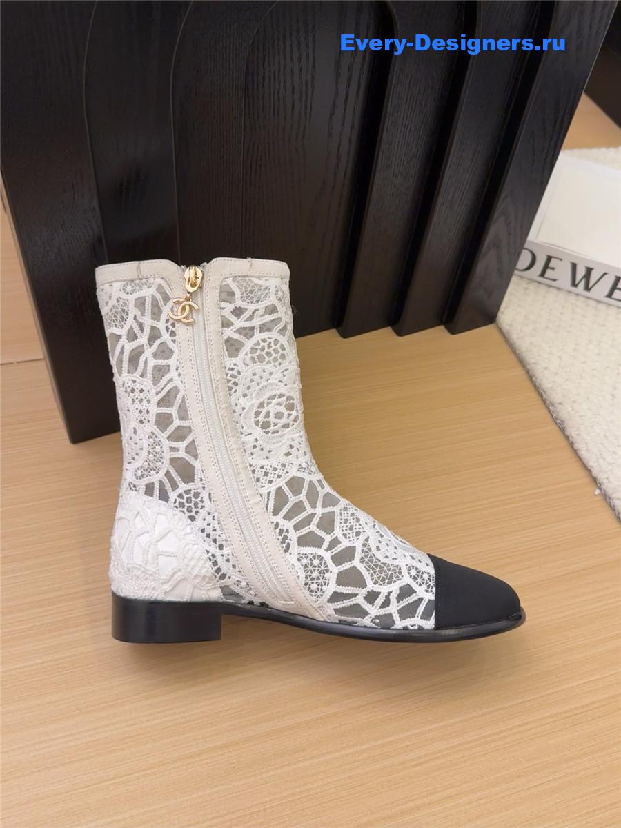 Ch**el white lace mesh boots