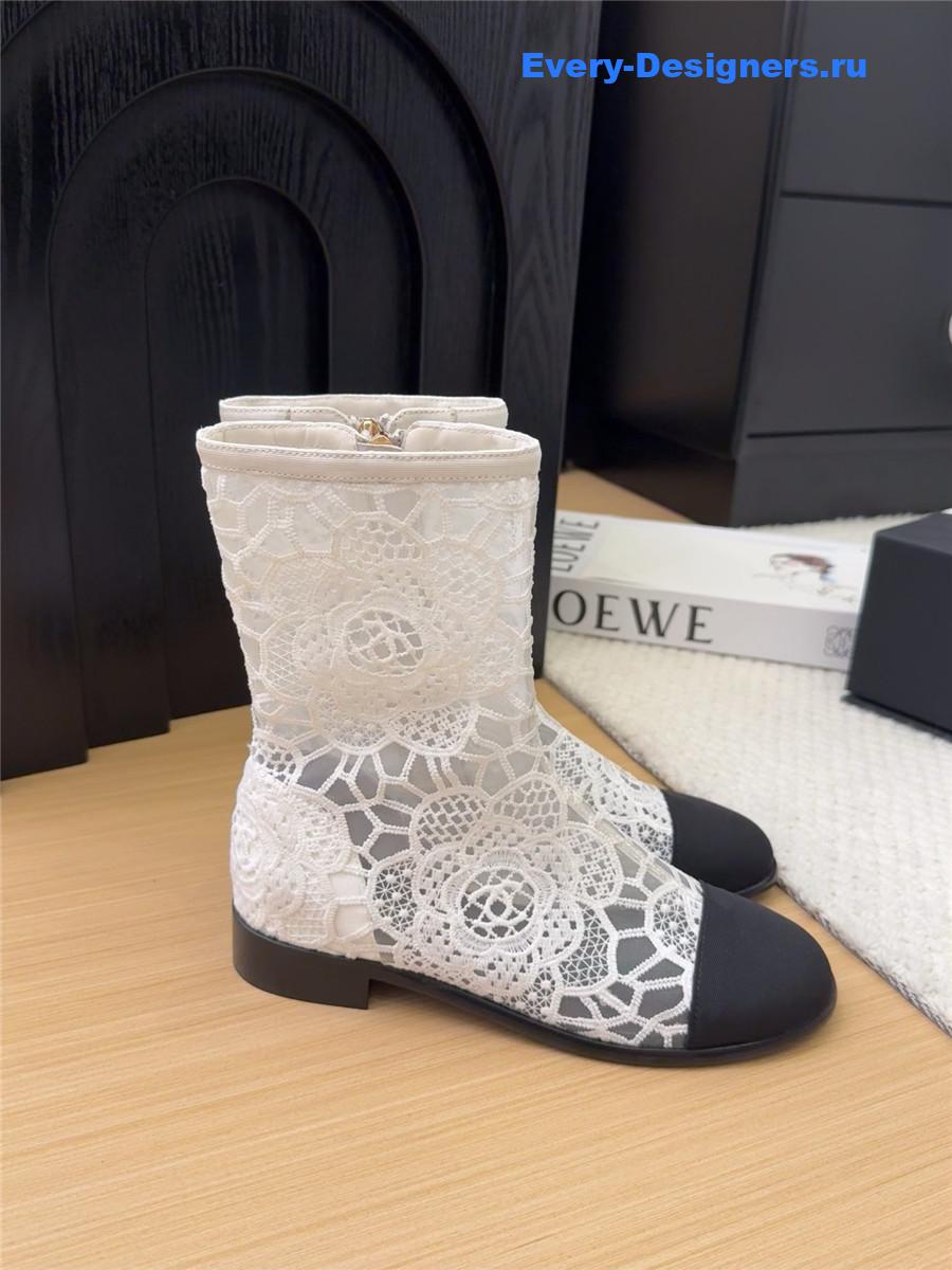 Ch**el white lace mesh boots