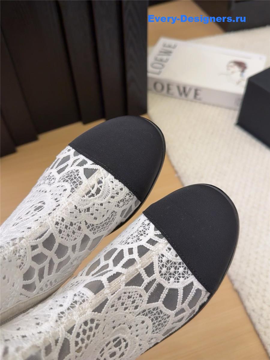 Ch**el white lace mesh boots