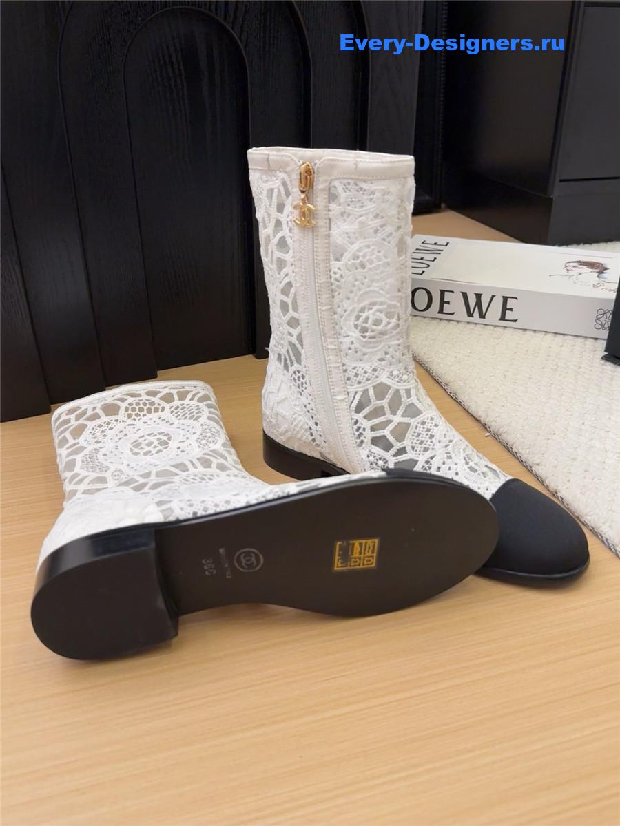 Ch**el white lace mesh boots
