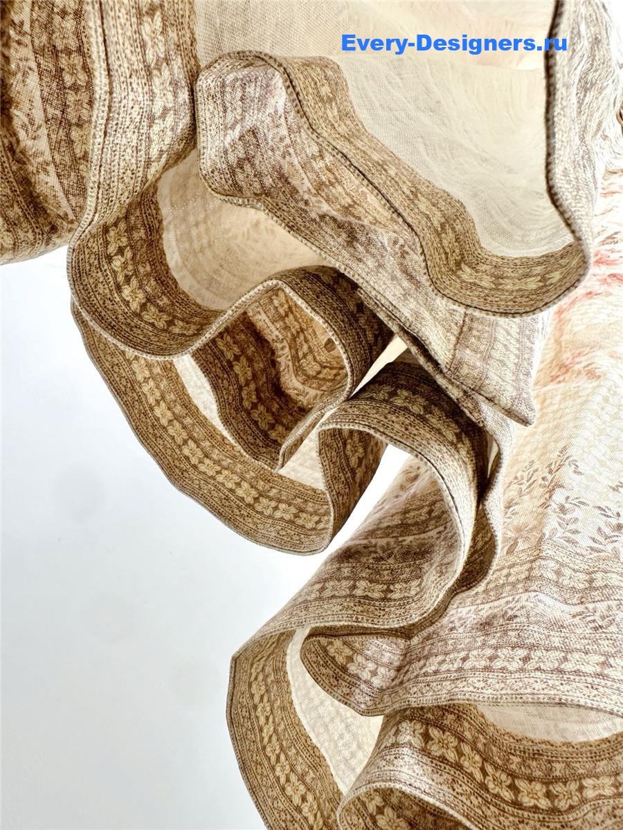 Zimm Beige Floral Midi Dress