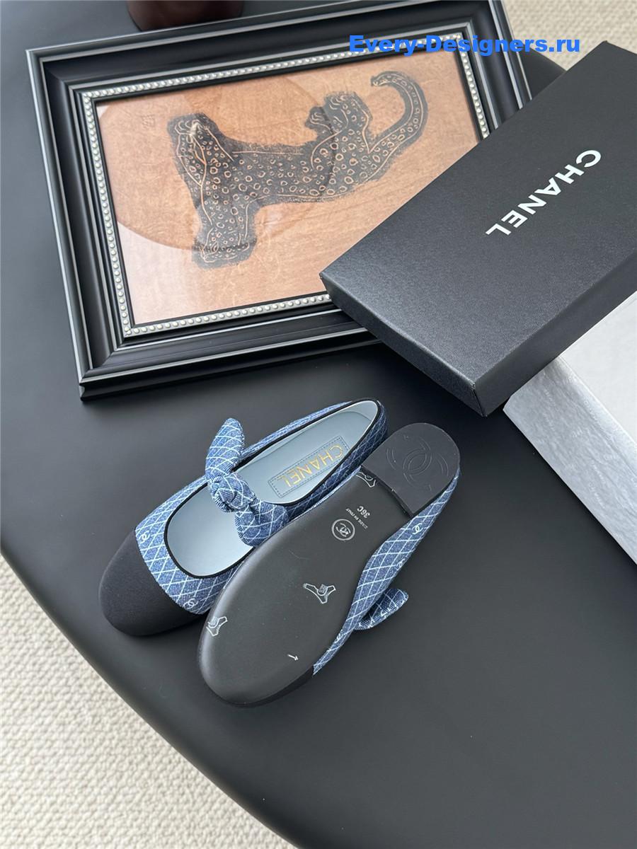 Ch**el blue denim mary jane flats