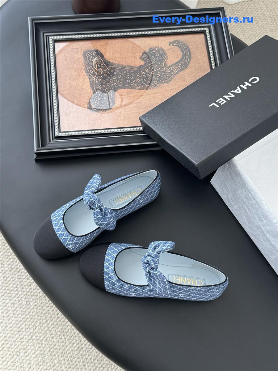 Ch**el blue denim mary jane flats