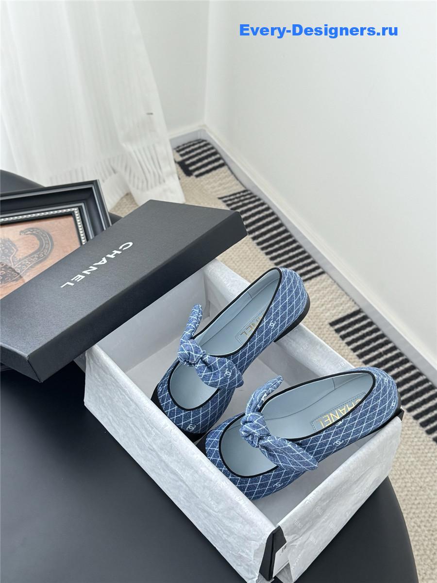 Ch**el blue denim mary jane flats
