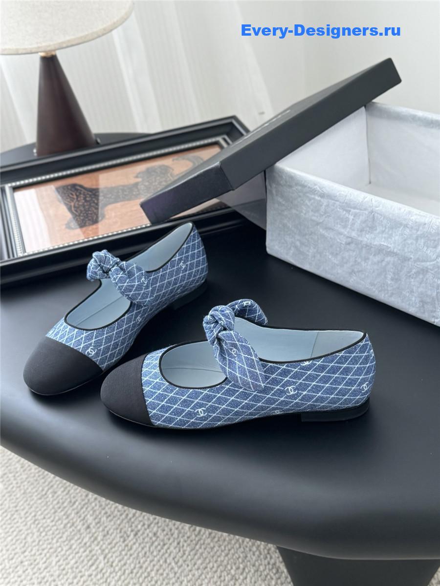 Ch**el blue denim mary jane flats