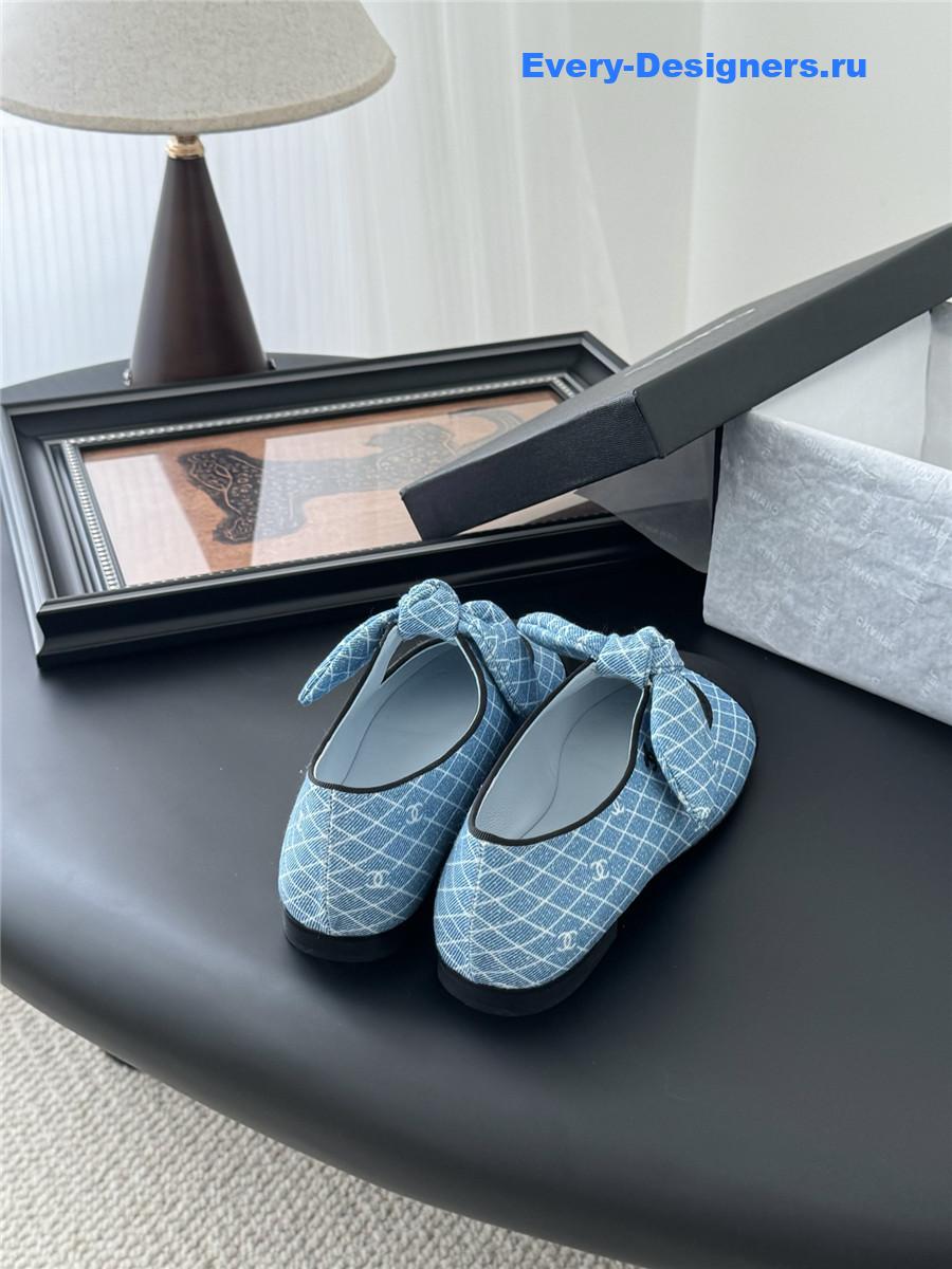 Ch**el light blue denim mary jane flats