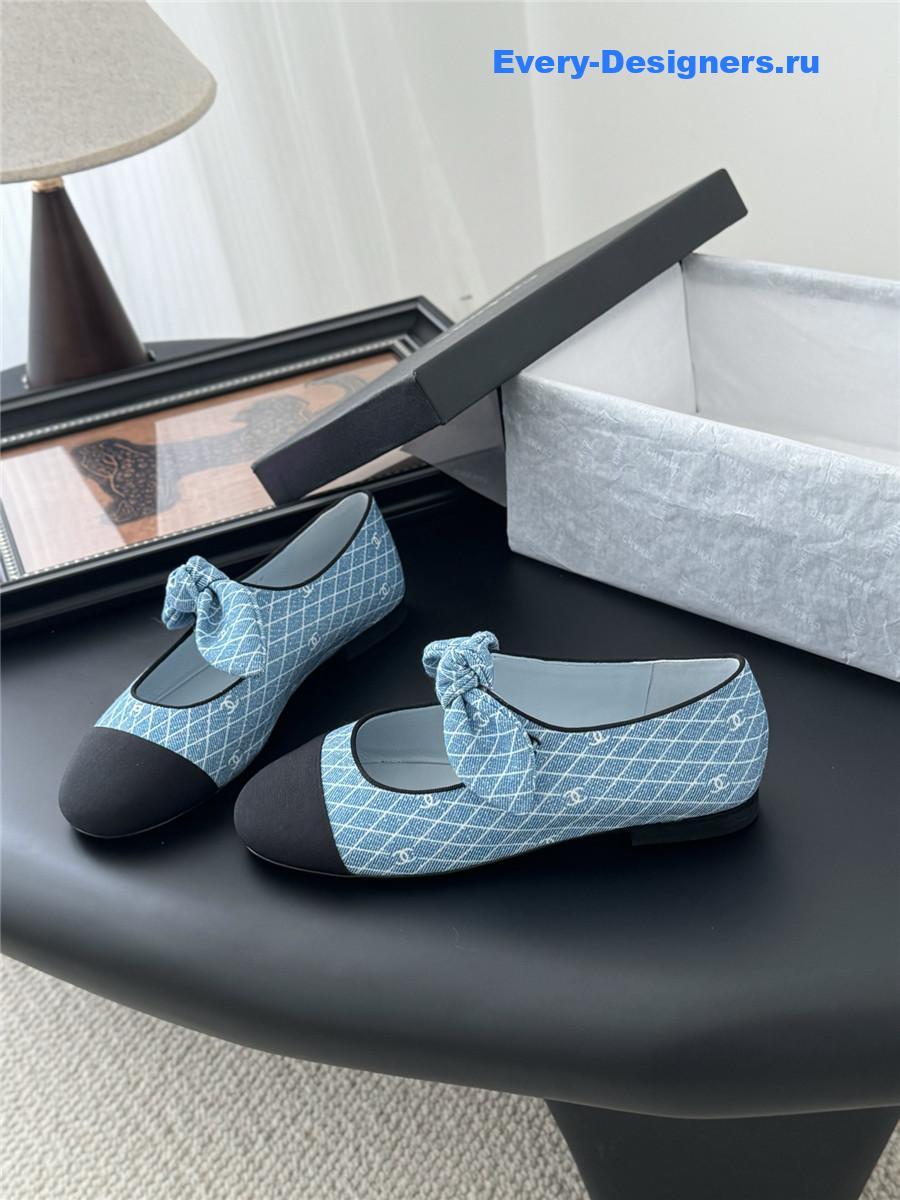 Ch**el light blue denim mary jane flats