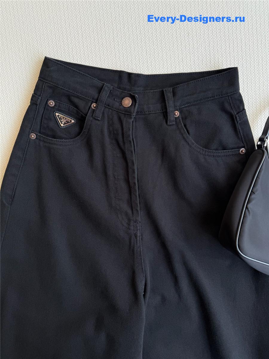 Pra*a black wide-leg jeans