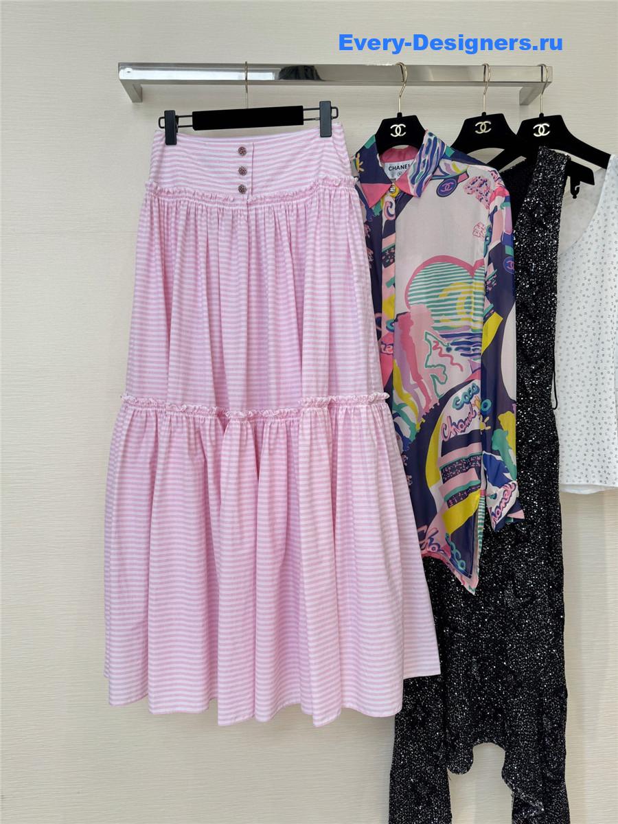 Ch**el pink striped maxi skirt
