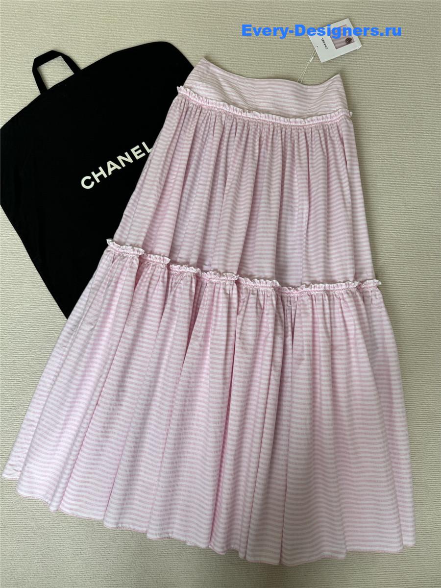 Ch**el pink striped maxi skirt
