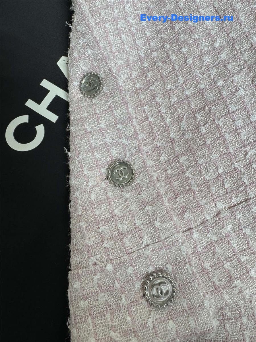 Ch**el pink tweed short sleeve jacket