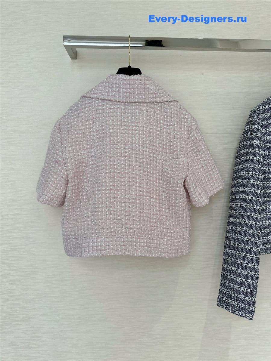Ch**el pink tweed short sleeve jacket