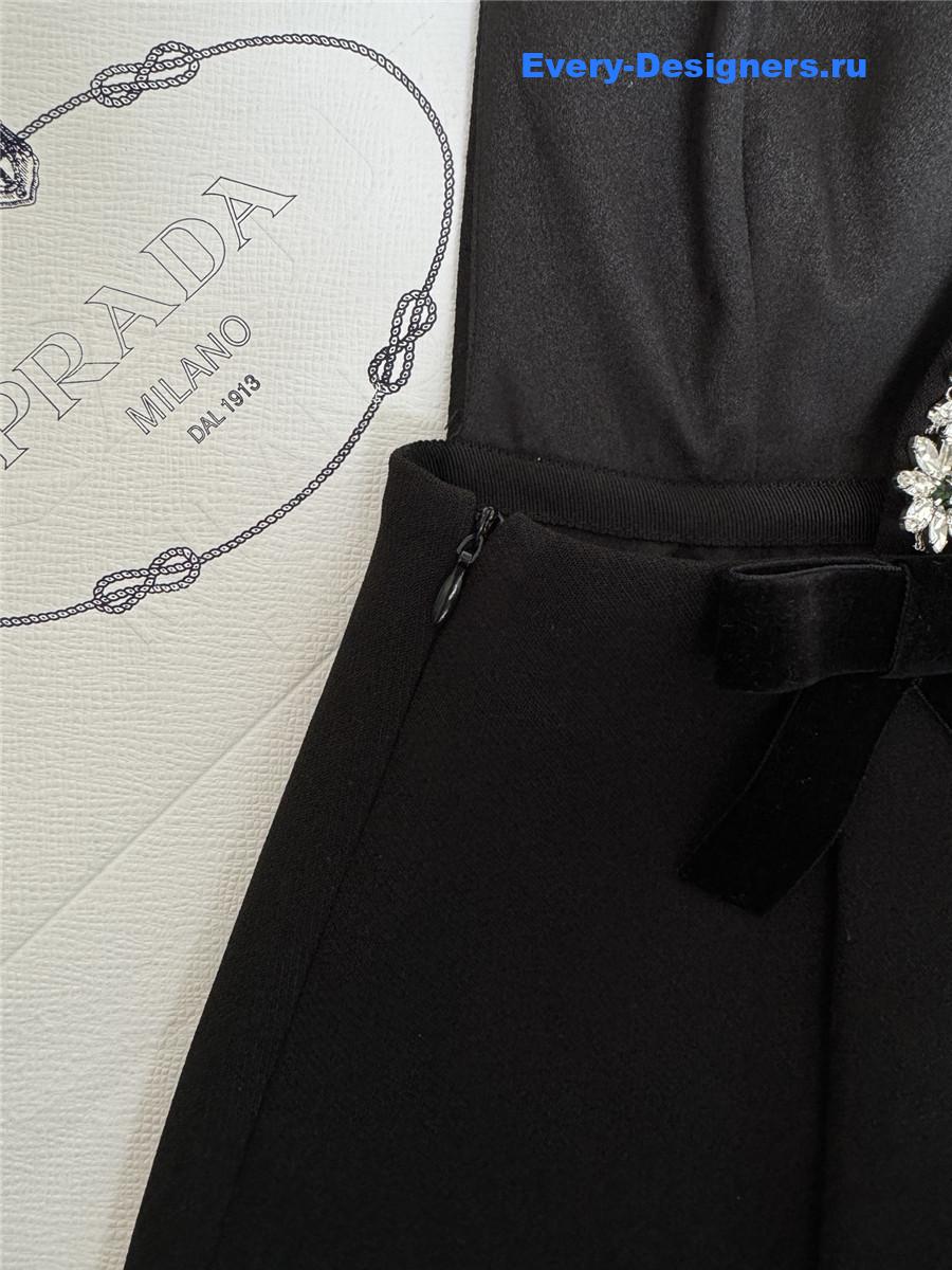 Pra*a black embroidered sablé mini-dress