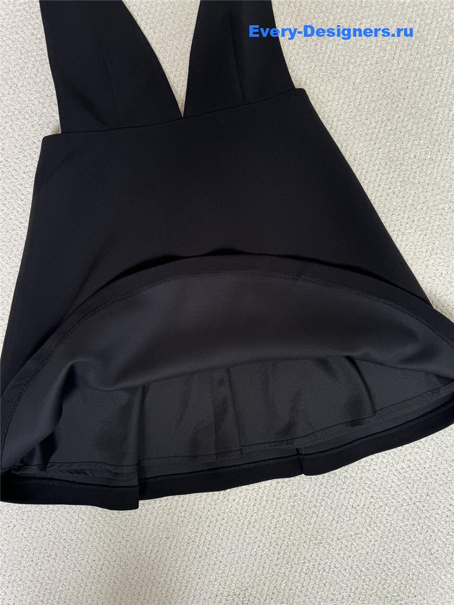 Pra*a black embroidered sablé mini-dress