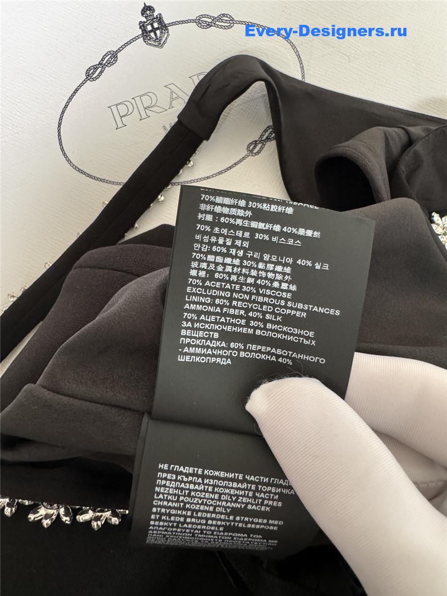 Pra*a black embroidered sablé mini-dress