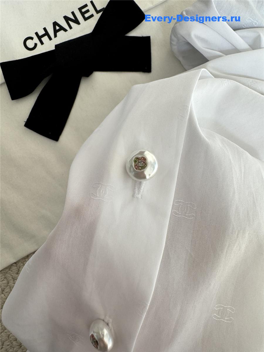 Ch**el pearl-embellished shirt in white