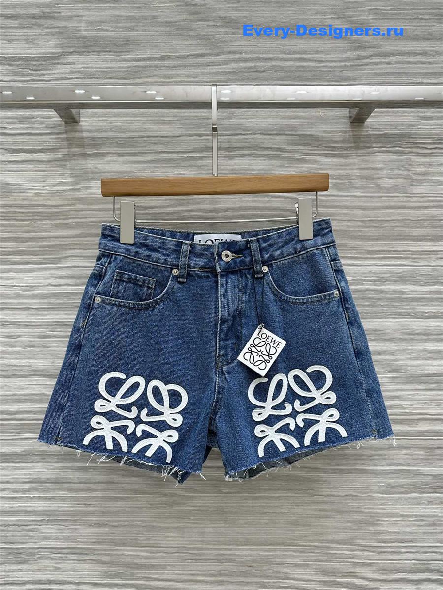 L0ew* blue embroidered shorts