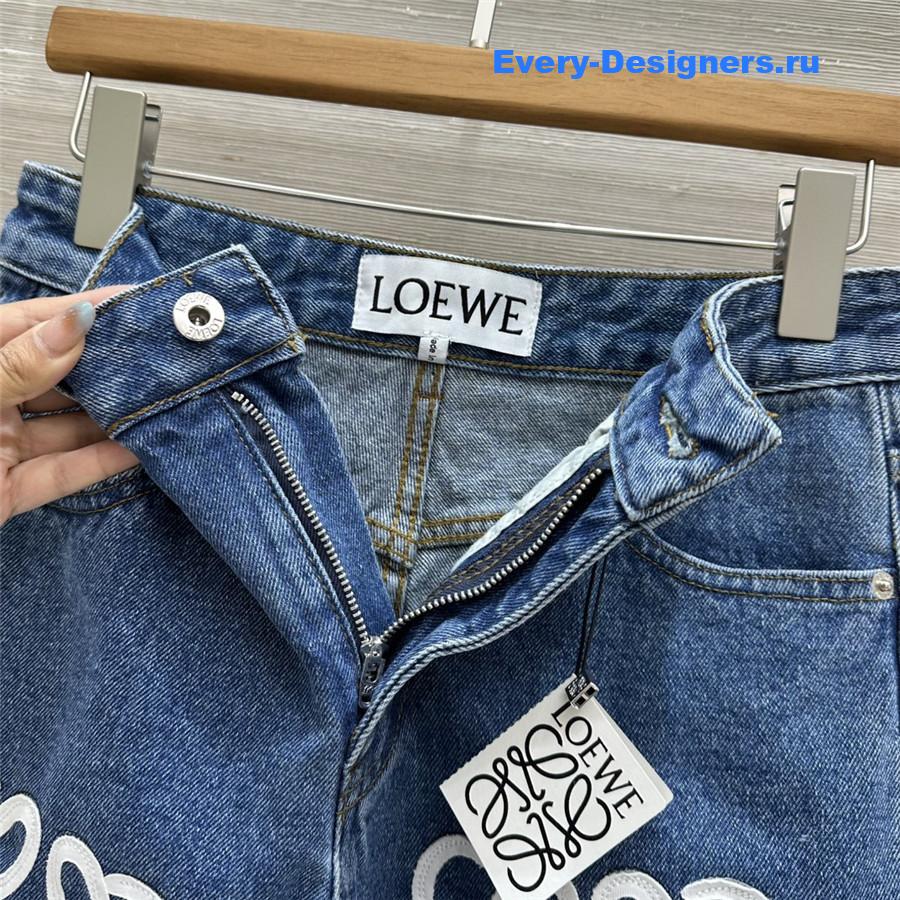L0ew* blue embroidered shorts