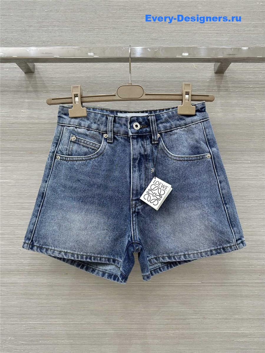 L0ew* washed blue denim shorts