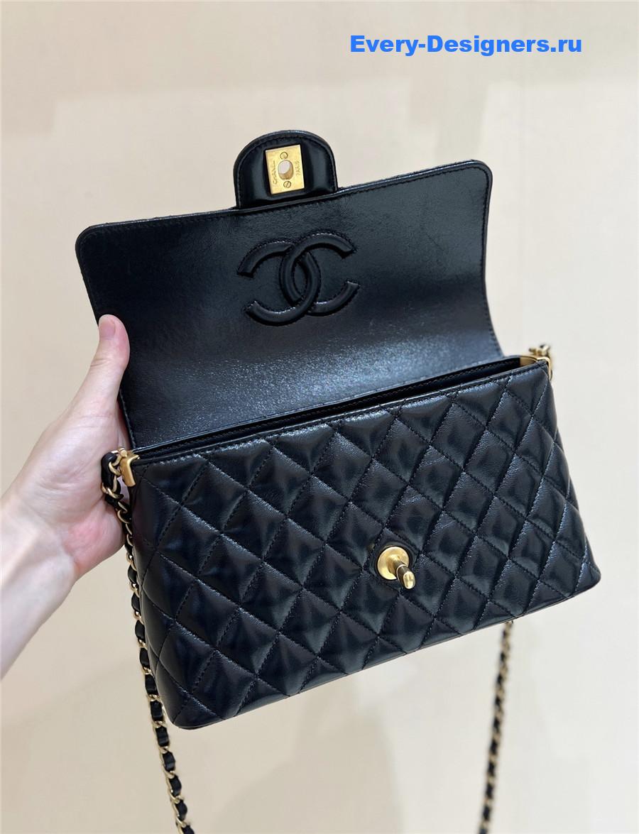 Ch**el black lambskin box bag