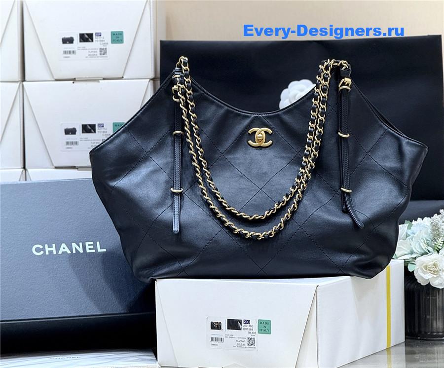 Ch**el black calfskin maxi tote