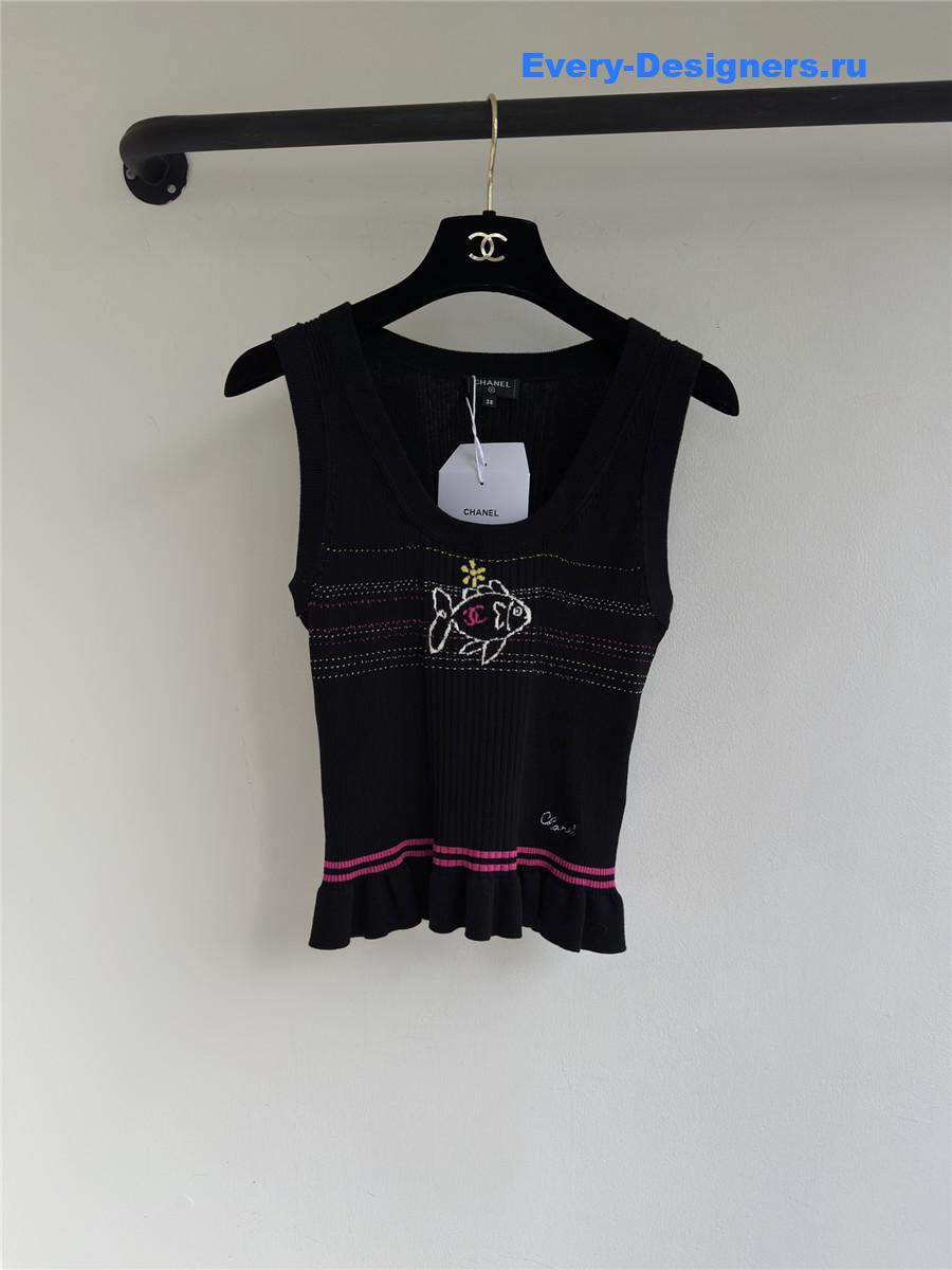 Ch**el embroidered knit vest top