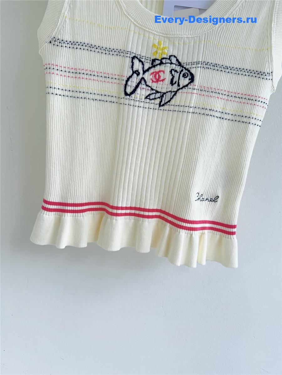 Ch**el white embroidered knit vest