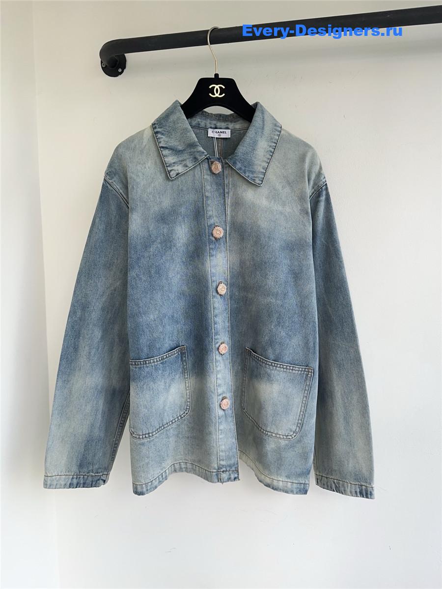Ch**el blue gradient denim jacket