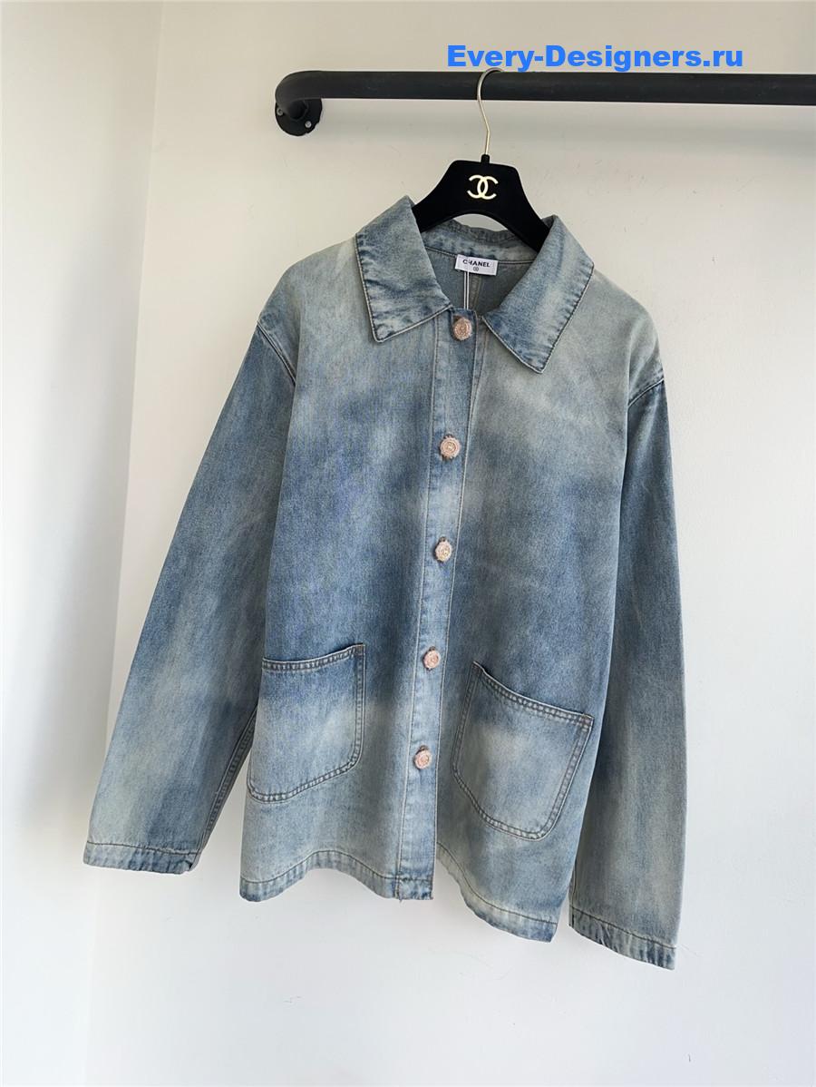 Ch**el blue gradient denim jacket