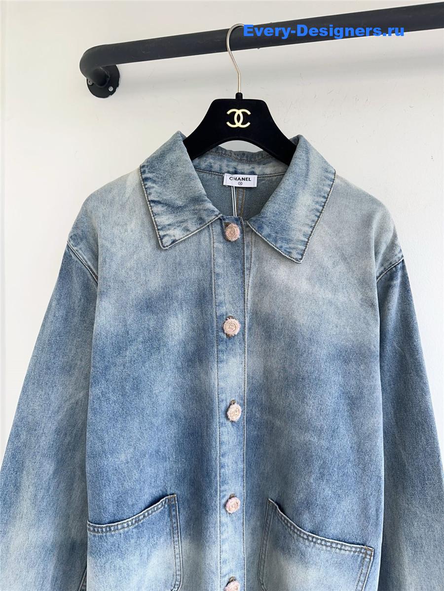 Ch**el blue gradient denim jacket