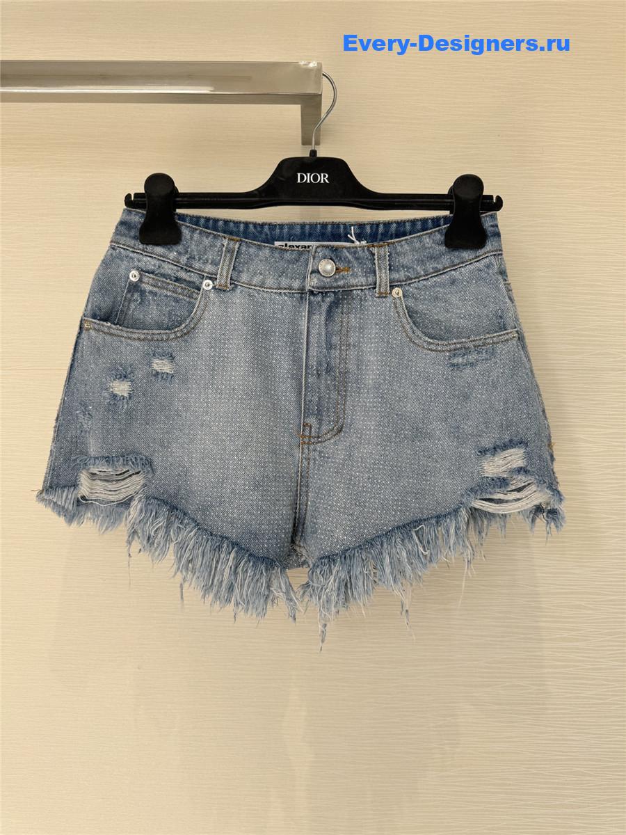 A1exa*der wang rhinestone frayed denim shorts