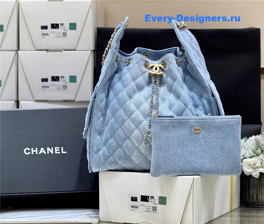 Ch**el blue washed denim handbag