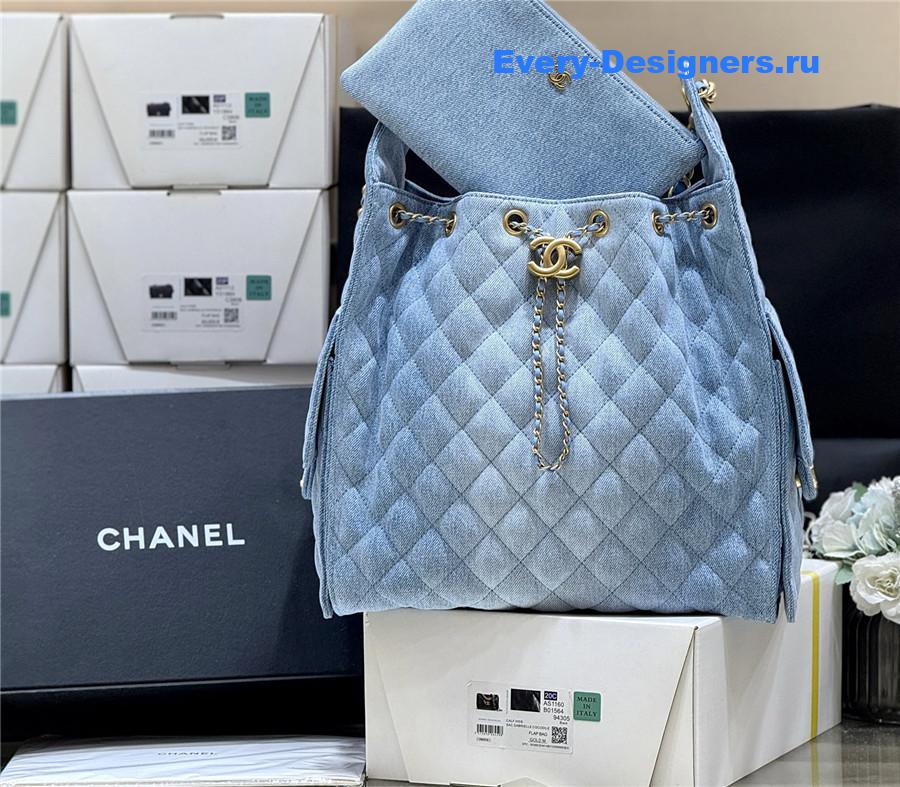 Ch**el blue washed denim handbag