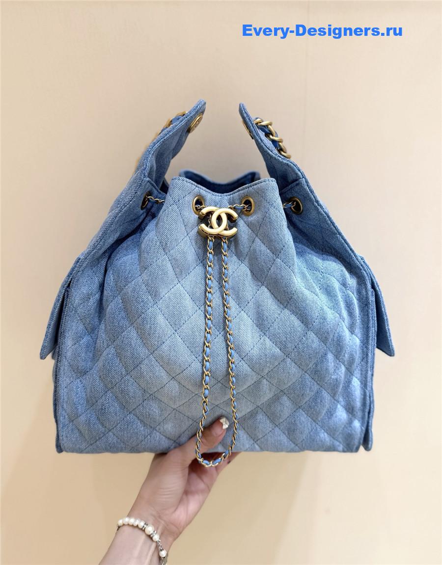 Ch**el blue washed denim handbag