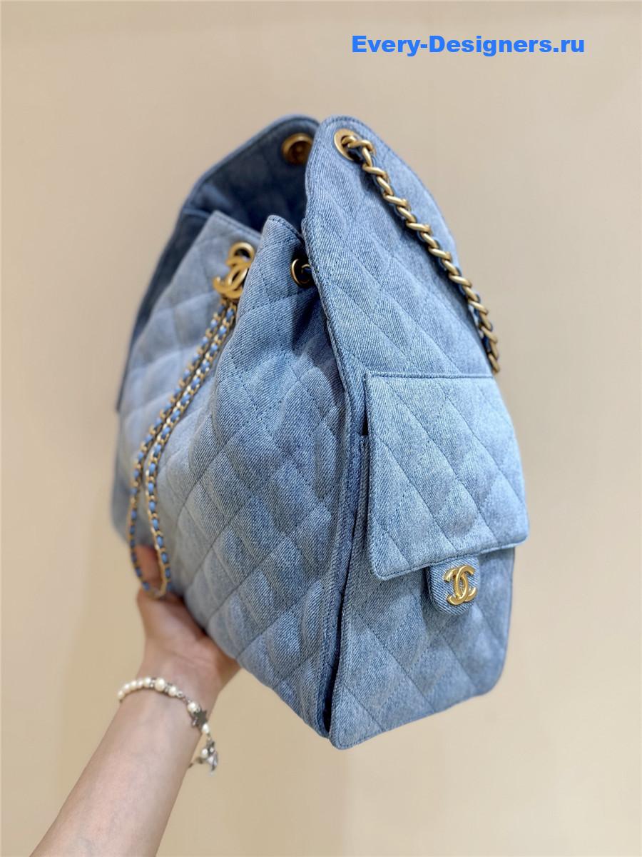 Ch**el blue washed denim handbag
