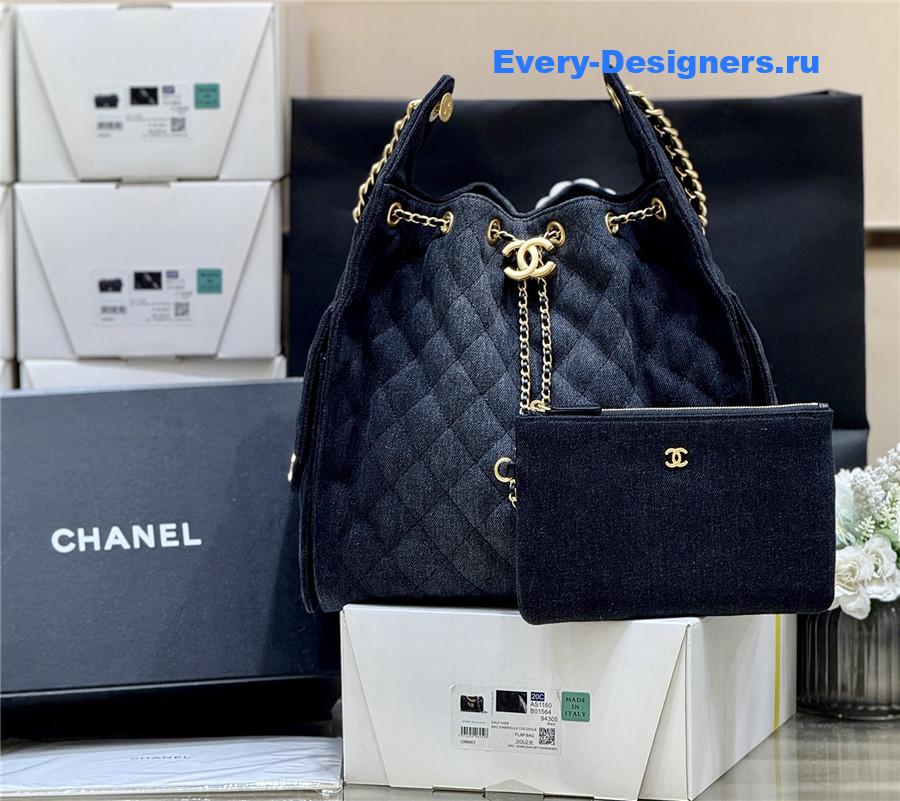 Ch**el dark blue denim handbag